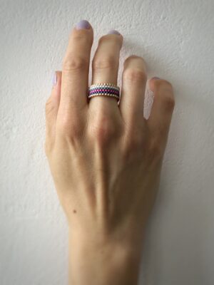 Beaded ring on hand